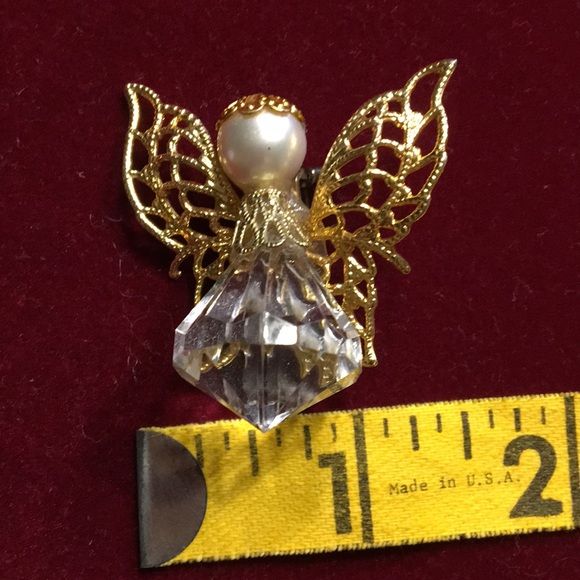 Angel Gold Wings Glass Body Pearl Head Pin - Picture 2 of 4